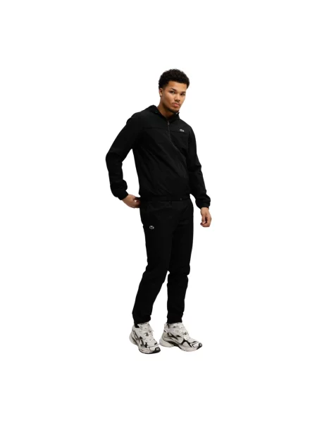 Komplet dresowy Lacoste z tafty czarny