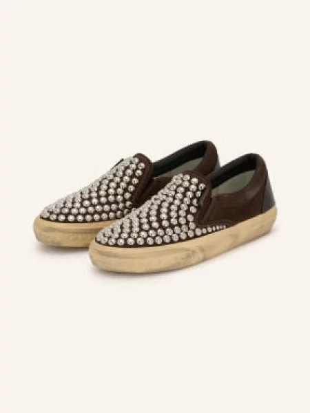 Golden Goose Nazouvací Tenisky Vce S Cvočky tmavě hnědá / stříbrná černá