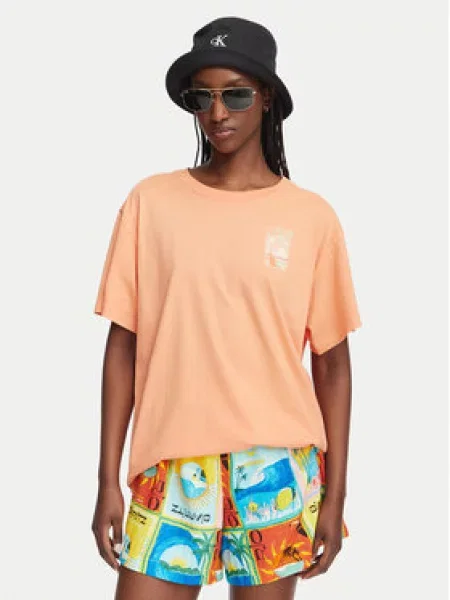 Roxy Marškinėliai Enzyme Wash Oversize oranžinė