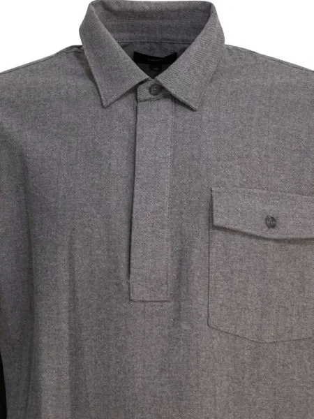 Polo Vince cu model herringbone gri