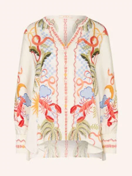 Ivi Collection Bluzka Z Jedwabiu weiss czerwona