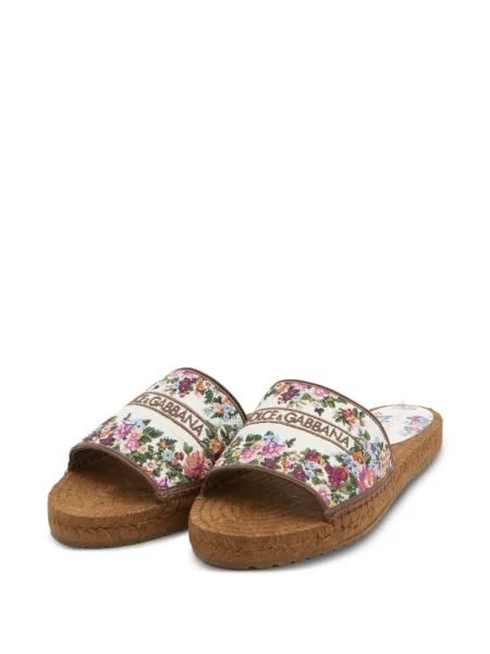 Sandale Dolce & Gabbana cu model floral alb