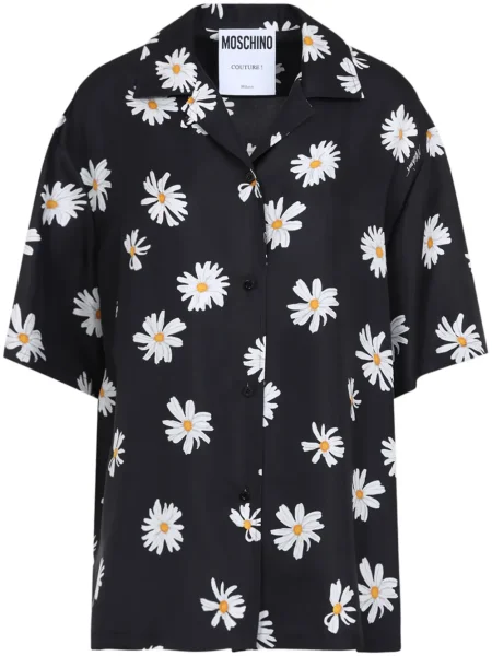 Cămașă Moschino cu model floral cu imagine negru