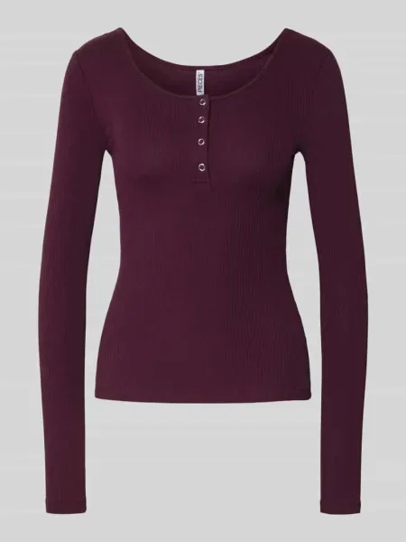 Bluzka z długim rękawem o kroju slim fit z mieszanki bawełny model ‘KITTE’ Pieces