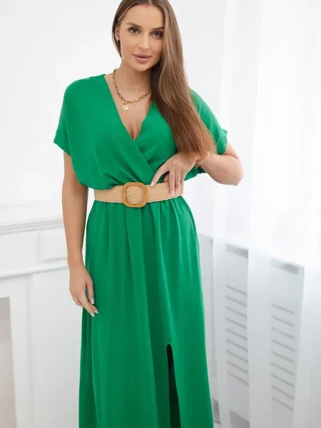 Rochie maxi Kesi Włoski lungă de costum verde