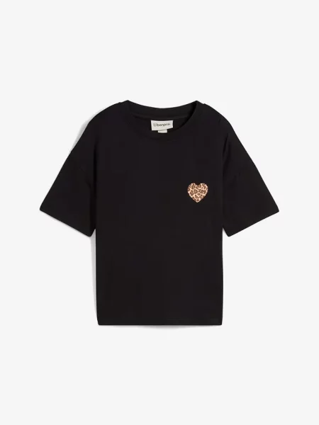 Krótki T-shirt z elastycznej mieszanki czarna