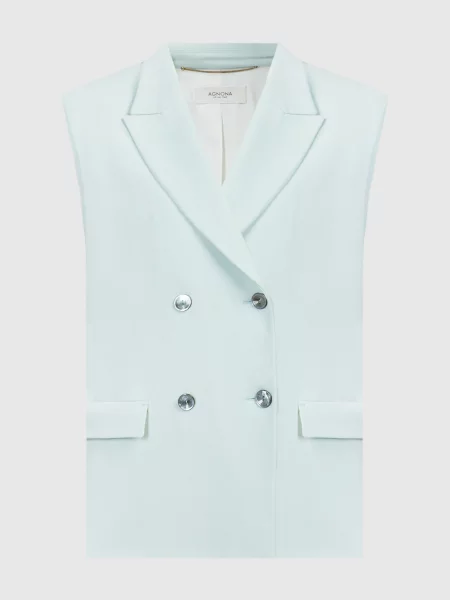 Двобортний жилет з логотипом Agnona зелений