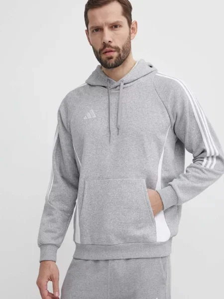 Adidas Performance bluză trening Tiro 24 gri cu glugă melanj alb