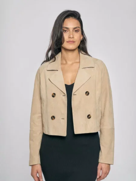 FREAKY NATION Prechodná bunda Lederjacke béžová / perlovo biela