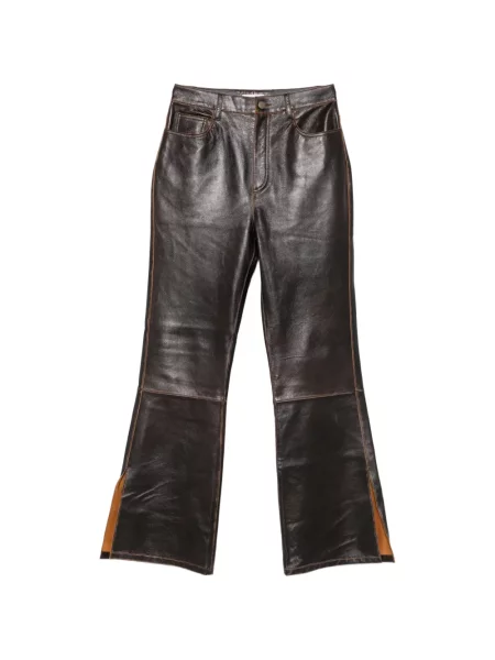Pantaloni Sandro din piele maro