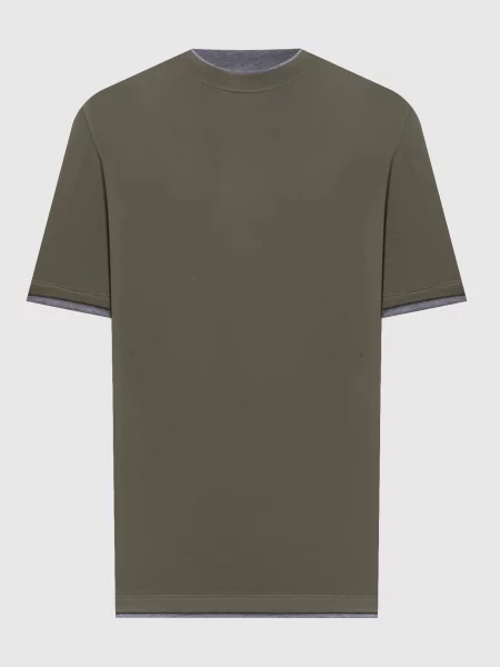 Футболка кольору хакі Brunello Cucinelli