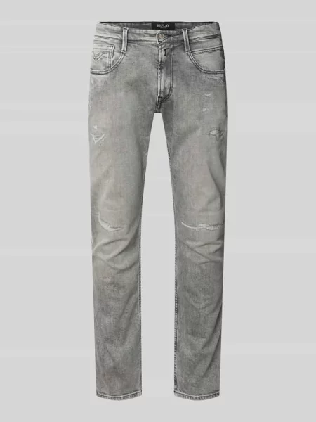 Jeansy o kroju slim fit z efektem znoszenia model Anbass' Replay