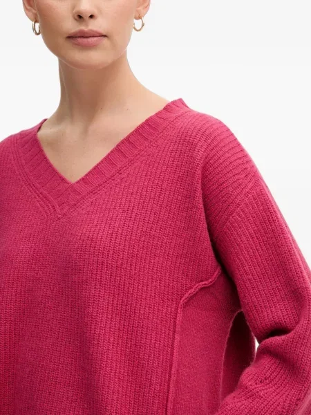 Pulover Benetton cu decolteu în V roz