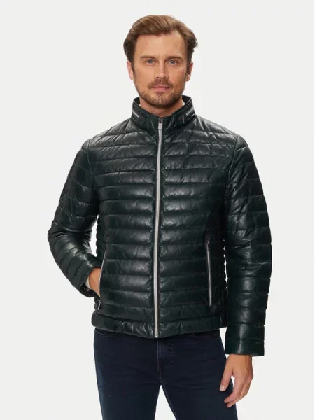 Usnjena jakna Milestone zelena