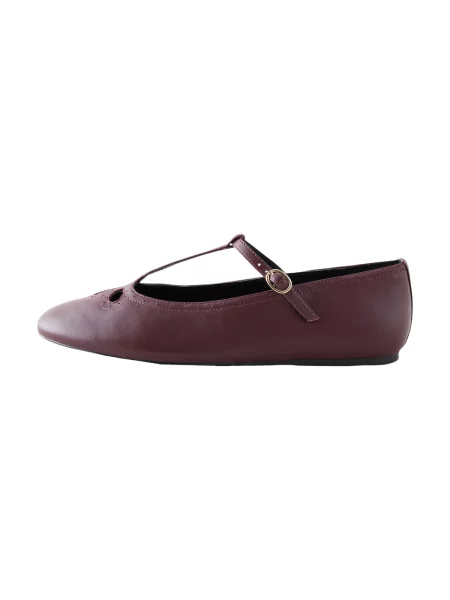 Next Balerini cu curea glezna burgundy roșu