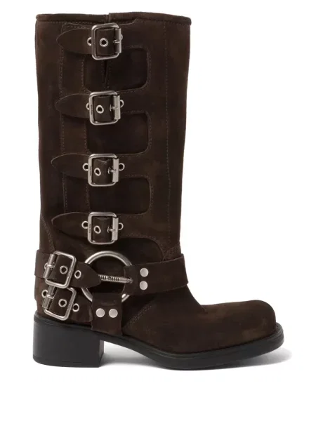 Botine Miu Miu cu cataramă maro