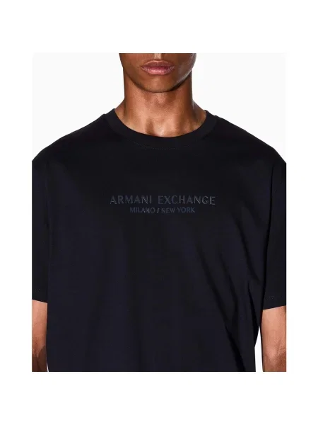 Armani Exchange póló fekete nyomott mintás kék