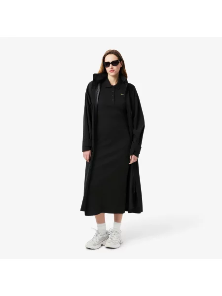 Lacoste Długa Koszulka Polo W Prążki czarna