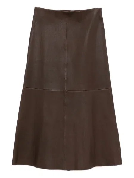 Fustă din piele By Malene Birger maro