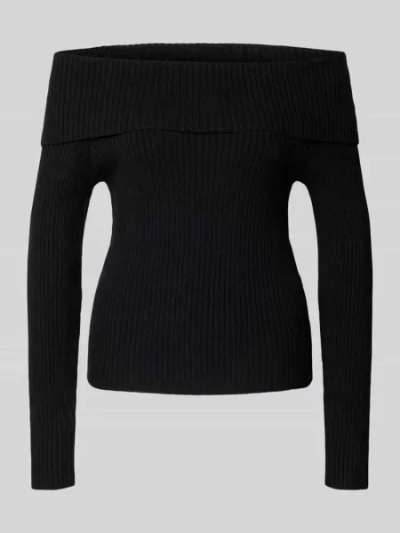 Sweter z dekoltem carmen Only czarny