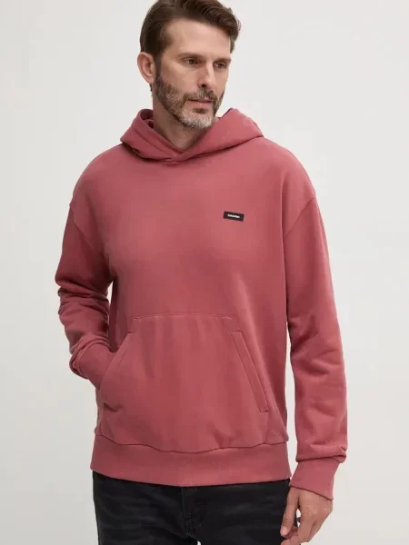 Суичър с качулка Calvin Klein с качулка виолетово