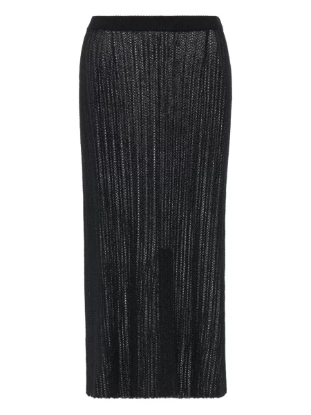 Fustă midi Maison Margiela până la genunchi cu crăpătură negru