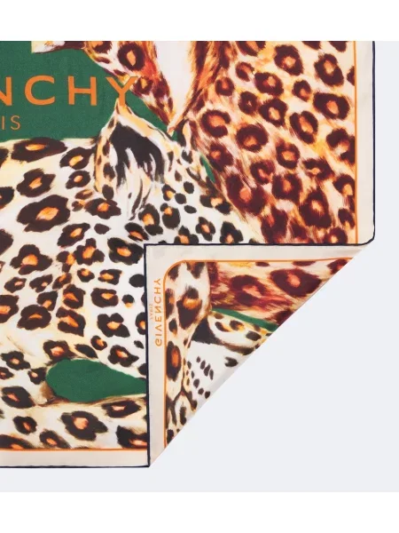 Fular Givenchy de mătase cu imagine cu model leopard
