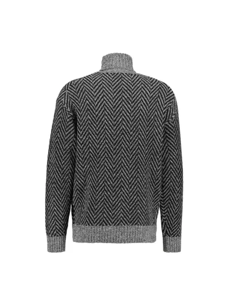 Lniany sweter z golfem Hugo szary