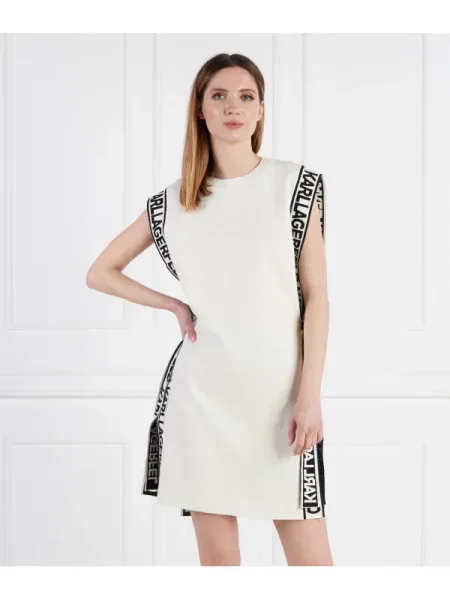 Karl Lagerfeld Rochie cu adaos de lână alb