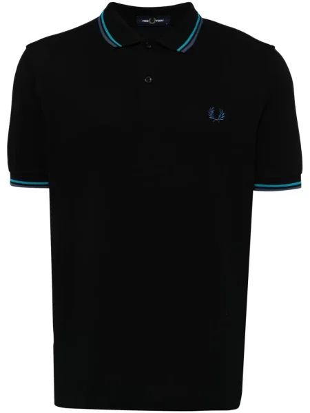 Поло тениска Fred Perry бродирана черно