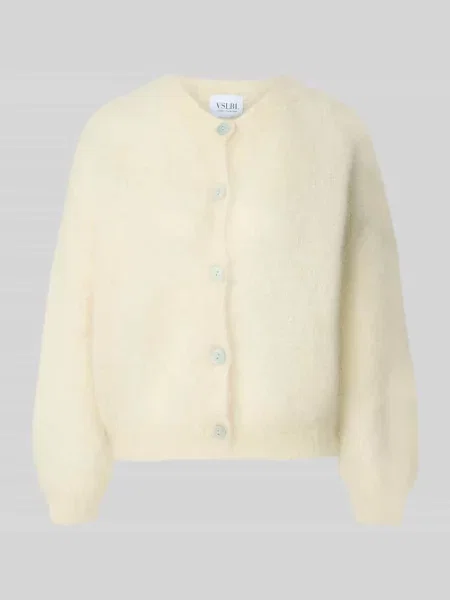 Kardigan rozpinany o kroju loose fit z mieszanki moheru model AMANDA' Villa Sophie biały