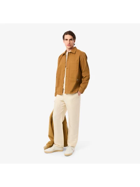 Lacoste T-Shirt Z Mocnej Dzianiny Jersey Z Haftowanym Symbolem beżowy