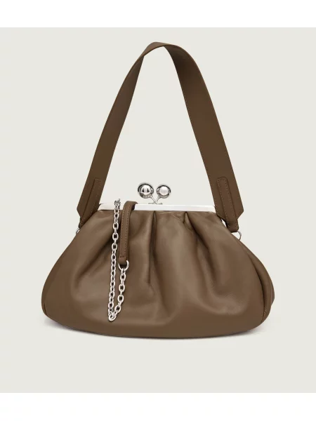 Weekend MaxMara De piele geantă pe umăr Cubico Pasticcino maro