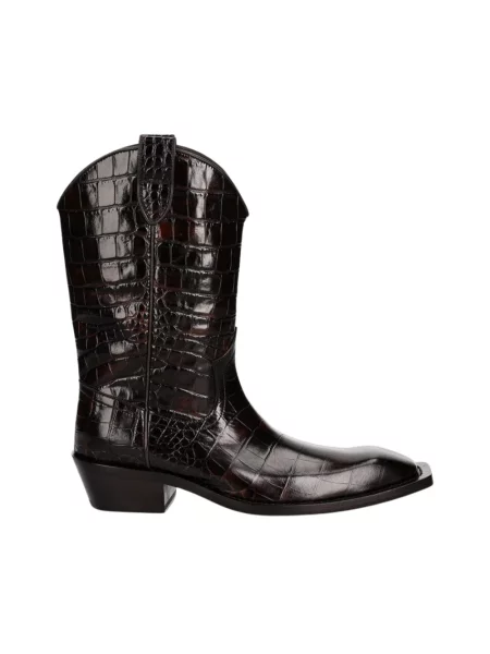 Martine Rose kowbojki skórzane Cowboy Boot brązowy na płaskim różowe
