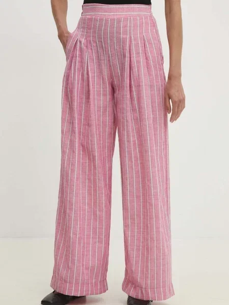 Панталон Answear Lab с широка каройка с висока талия розово