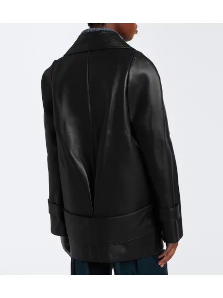 Palton Victoria Beckham din piele negru