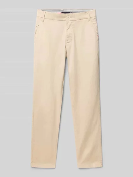 Chinos o kroju regular fit z mieszanki bawełny Tommy Hilfiger Teens beżowe