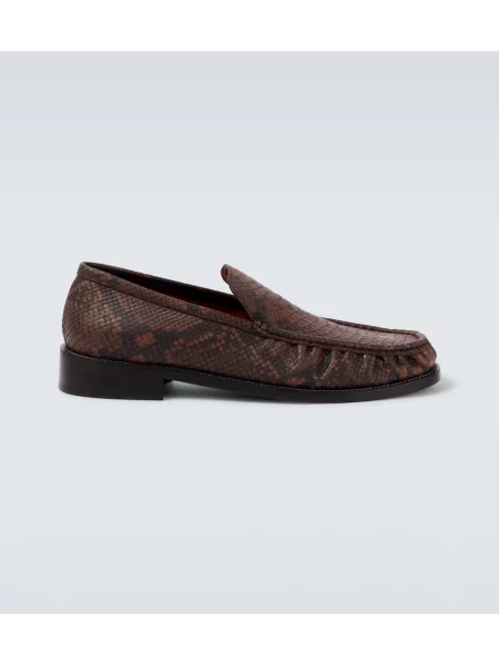 Pantofi loafer Acne Studios din piele cu imagine cu model piele de șarpe maro