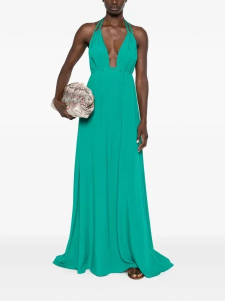 Rochie maxi Moutaki cu gât halter verde