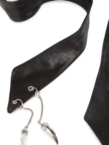 Кожена висулка Ann Demeulemeester връзки черно