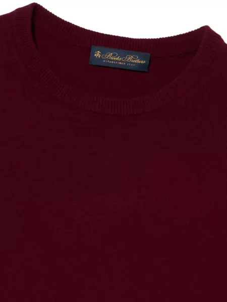 Кашмирен пуловер Brooks Brothers с кръгло деколте червено