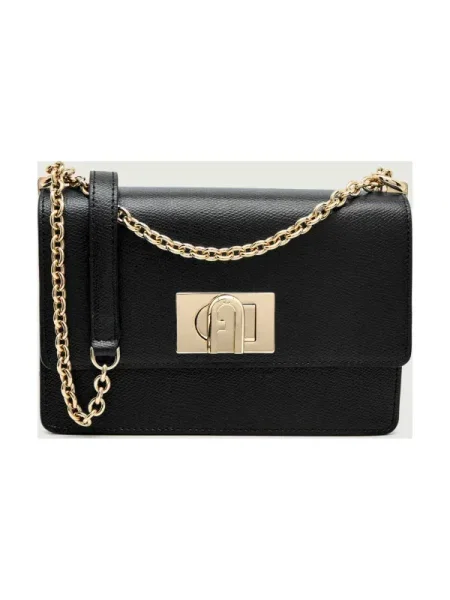 Furla De piele geantă pe umăr Furla MINI negru