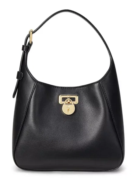 Usnjena torbica Lauren Ralph Lauren črna