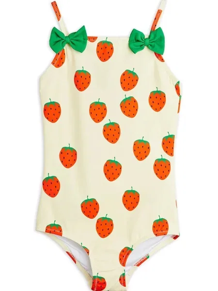 Mini Rodini egyrészes fürdőruha gyerek Strawberries bézs