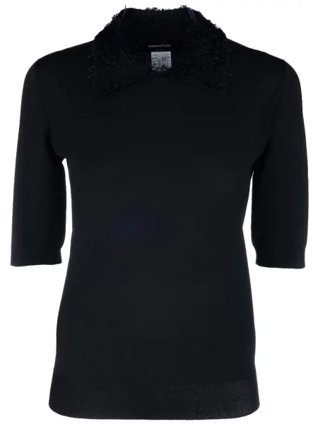 Dzianinowy kołnierzykowy top Fabiana Filippi czarny