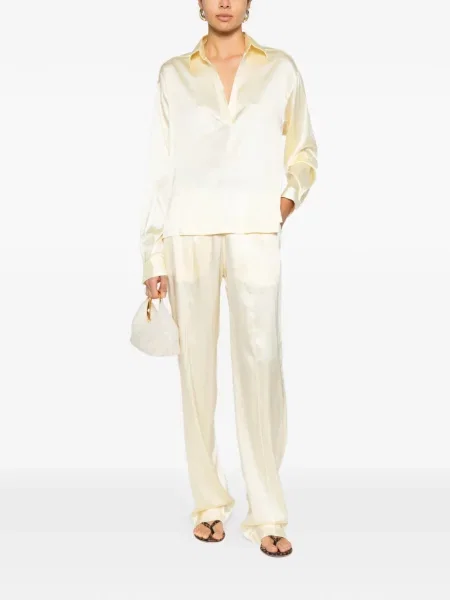 Pantaloni Tom Ford de catifea galben