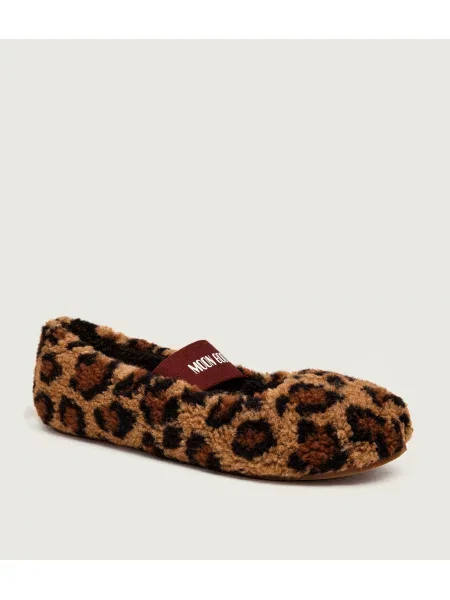 Moon Boot Căptușite balerini MB Fleece Ballerina Leopard Mary Jane cu adaos de lână maro