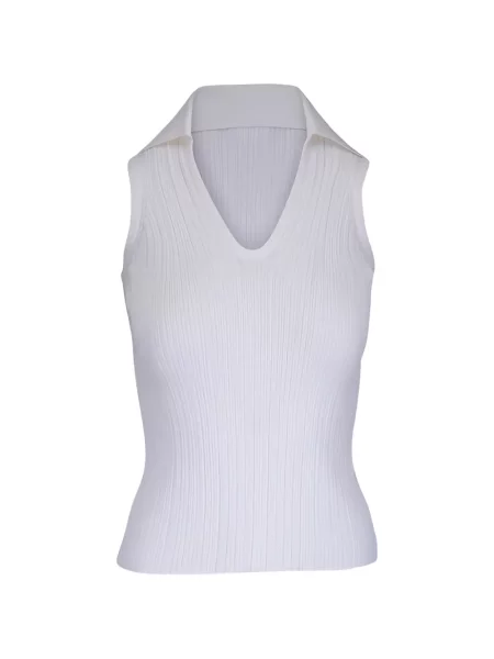 Gulerat top Agnona fără mâneci alb