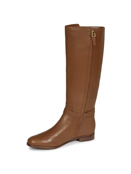 Lauren Ralph Lauren bőr csizma Brooke Tll 2 lapos talpú barna