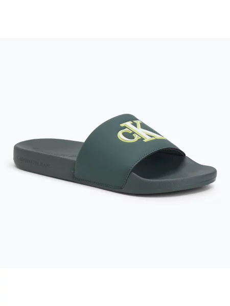 Klapki Calvin Klein Jelly Mono PU seaside aqua/white białe